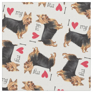 Tissu J'aime mon Terrier australien