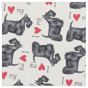 Tissu J'aime mon Terrier écossais