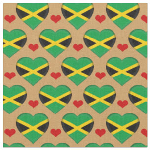 Tissu Jamaica Flag & Red Heart fashion Fabric / reggae