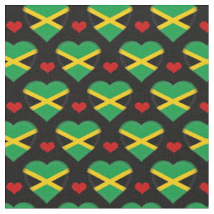Tissu Jamaica Flag & Red Heart fashion Fabric / reggae