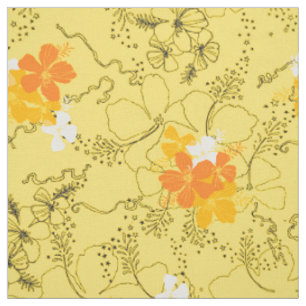 Tissu Jardin de minuit Hibiscus hawaïen Floral