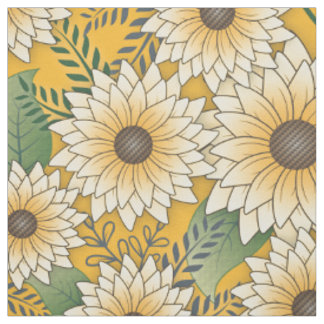 Tissu Jardin de tournesol jaune fleuri gras