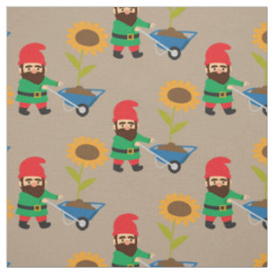 Tissu Jardin gnome joli thème de jardinage