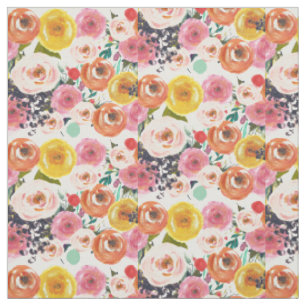Tissu Jardin romantique d'aquarelle floral