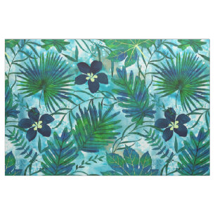 Tissu Jardin tropical hawaïen Teal de Nalani
