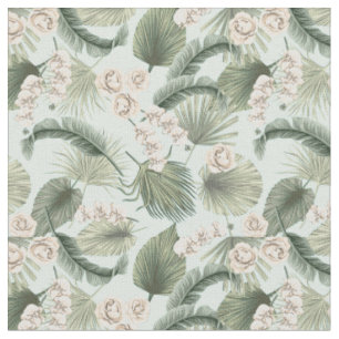 Tissu Jardin tropical Motif orchidée et palmier