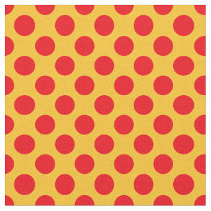 Tissu jaune et rouge de point de polka