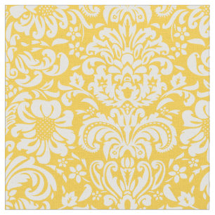 Tissu Jaune Floral Damask
