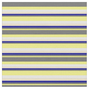 Tissu Jaune, Gris Dim, Bleu Foncé, Tan & Blancs