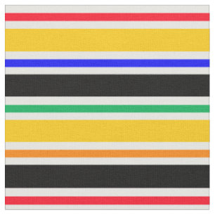 Tissu Jaune noir à bandes multicolores Motif Textile