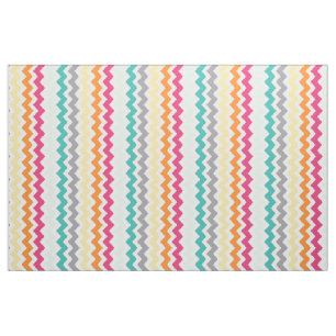 Tissu Jaune orange rose moyen Teal de Chevron