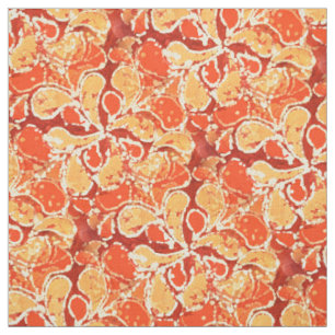 Tissu Jaune Orange Rouge Bali Batik Style Motif Paisley