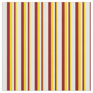 Tissu Jaune, rouge foncé et blanc Motif des rayures