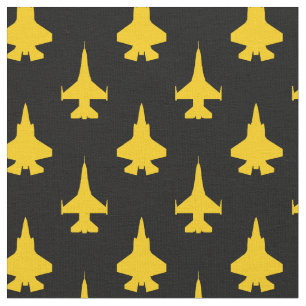 Tissu Jaune sur Motif noir F16 et F35