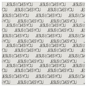 Tissu Jesus t'aime Black Grunge Font White