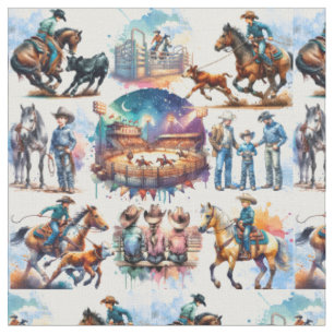 Tissu Jeune Cow-Boy de Rodéo Occidental qui Fait du Lace