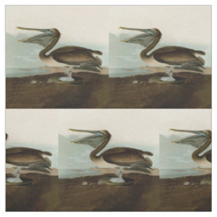 Tissu John James Audubon Peinture Pélicane Brown
