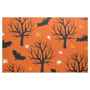 Tissu Joli arbre Éffrayant et Motif d'Halloween chauve-s