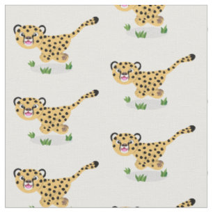 Tissu Joli bébé guépard en cours de dessin animé illustr