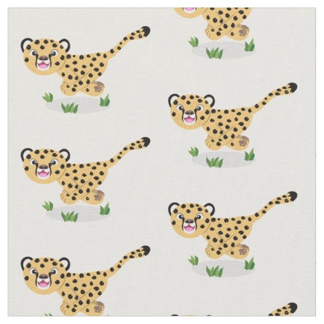 Tissu Joli bébé guépard en cours de dessin animé illustr (Fermer)