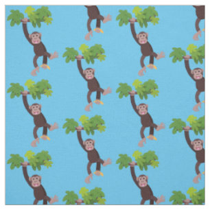 Tissu Joli chimpanzé dans la jungle suspendu dessin anim