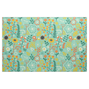 Tissu Joli Coloré Stylisé Fleurs Retro Motif