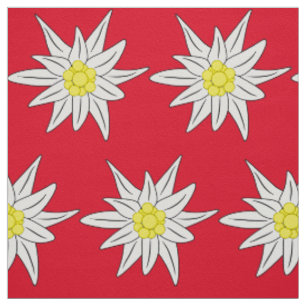 Tissu Joli edelweiss rouge et blanc motifs floraux