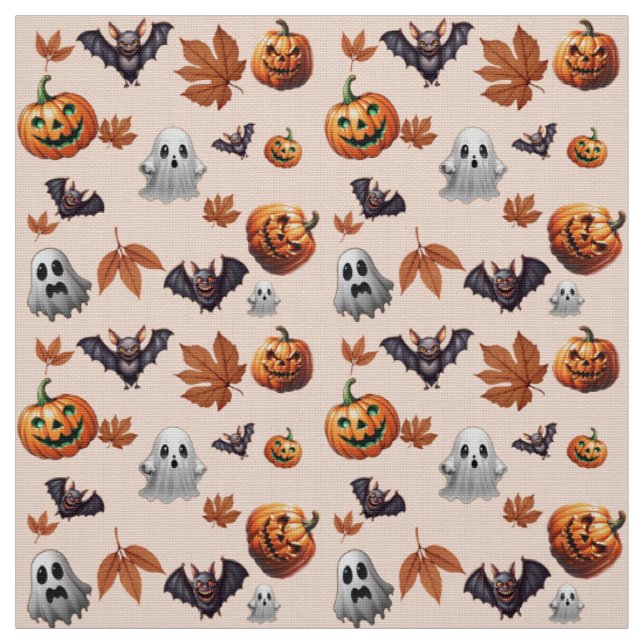 Tissu Joli Éffrayant Halloween thème automne Motif (Échantillon)