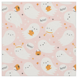 Tissu Joli Fantômes d'Halloween avec citrouilles sur ros