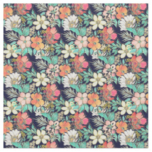 Tissu Joli Fille rose Floral Golden Strokes Design