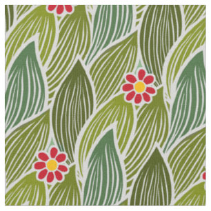 Tissu Joli Hippie Super Rouge Vert marguerite Motif Flor
