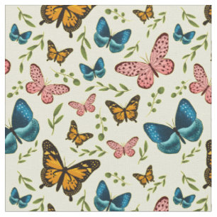 Tissu Joli Motif botanique des papillons