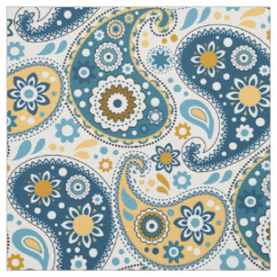 Tissu Joli Motif d'impression Turquoise Aqua et Gold Pai