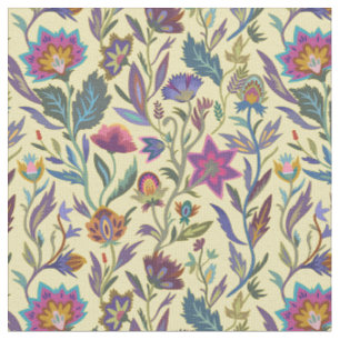 Tissu Joli motif victorien rétro l Fleurs jaunes