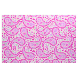 Tissu Joli Paisley Rose Coeurs d'amour