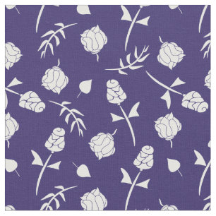 Tissu Joli violet Roses Blanches Rosebud Floral Imprimer