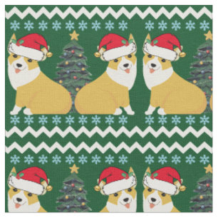 Tissu Jolie Corgi Noël Père Noël