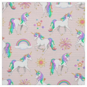 Tissu Jolie licorne arc-en-ciel