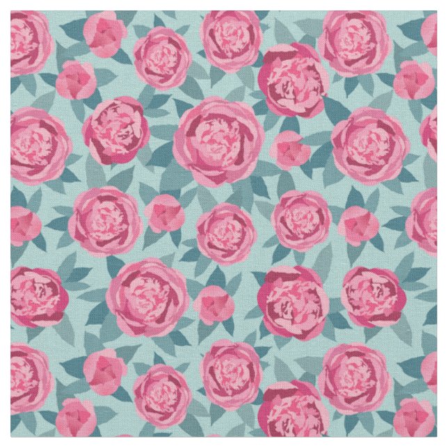 Tissu Jolies pivoines roses (Fermer)