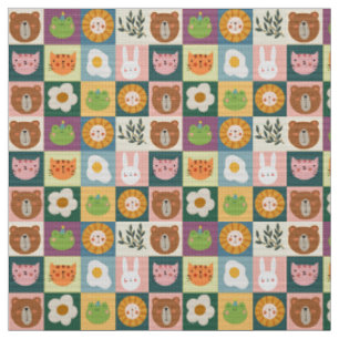 Tissu Jouer Animal Friends Patchwork Motif avec mignon