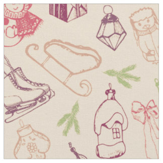 Tissu Jouets à craie colorés vintage de Noël