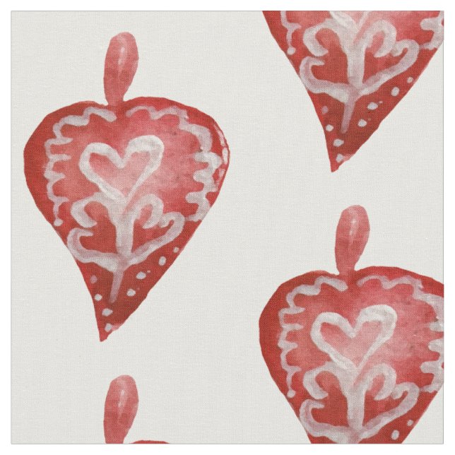 Tissu Jouets de Noël Coeurs rouges (Fermer)