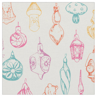 Tissu Jouets de Noël colorés dessinés à la main