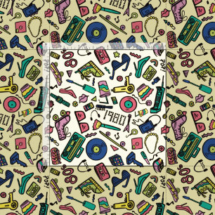 Tissu Joueur 1980s Doodle Art Motif