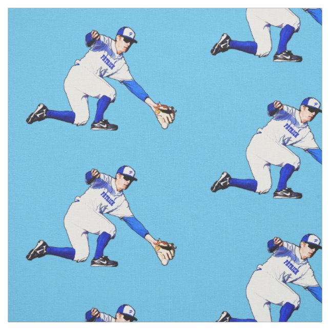 Tissu Joueur de baseball avec votre nom ou monogramme (Échantillon)