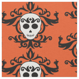 Tissu Jour de la damassé de crâne de Halloween des