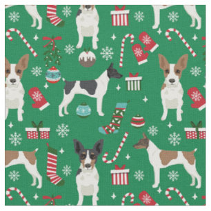 Tissu jour férié de noël de rat terrier dog