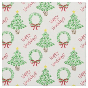 Tissu Joyeux Howlidays Empreintes de pattes Arbres de No
