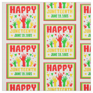 Tissu Joyeux JunetDix Rouge Vert Mains Jaunes