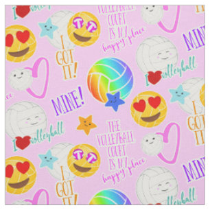 Tissu joyeux motif de volley-ball kawaii
